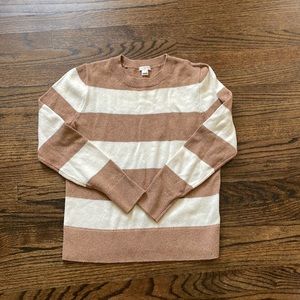 J crew tan and cream striped sweater size small.